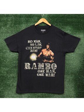 Rambo No Man No Law Can Stop Me T-Shirt Size Large
